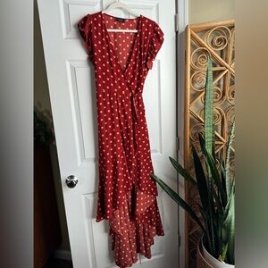 Red Polka Dot Wrap Dress